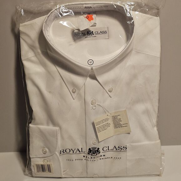 Royal Class Mens Collared Button Down Dress Shirt - 18" Neck - 37" Sleeve NWT - Picture 1 of 7